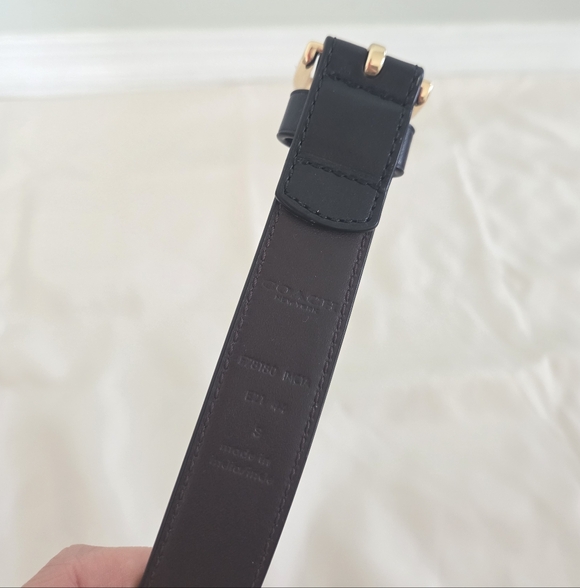 Coach Black Leather Belt with Gold-Tone Buckle - Picture 3 of 9